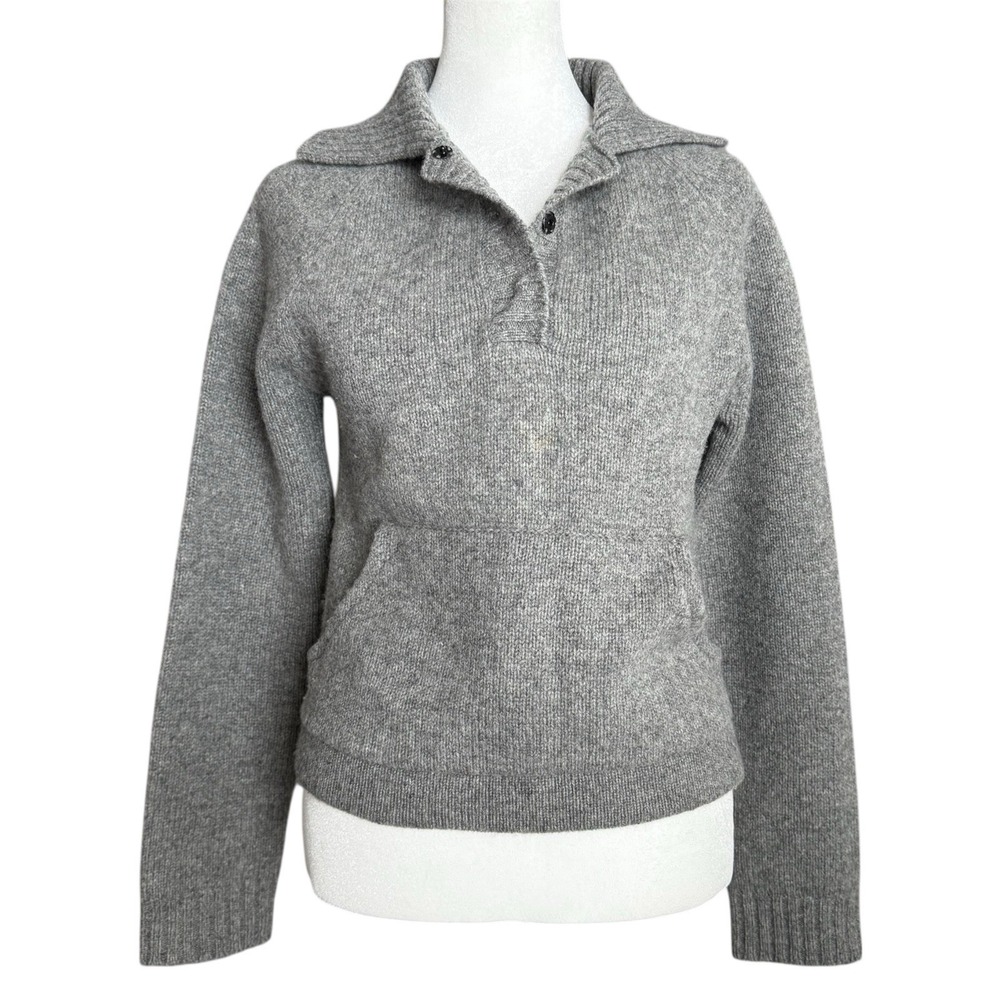 Vtg Banana Republic 1/4 Snap Wool Polo Sweater Womens Small Heritage Old Money
